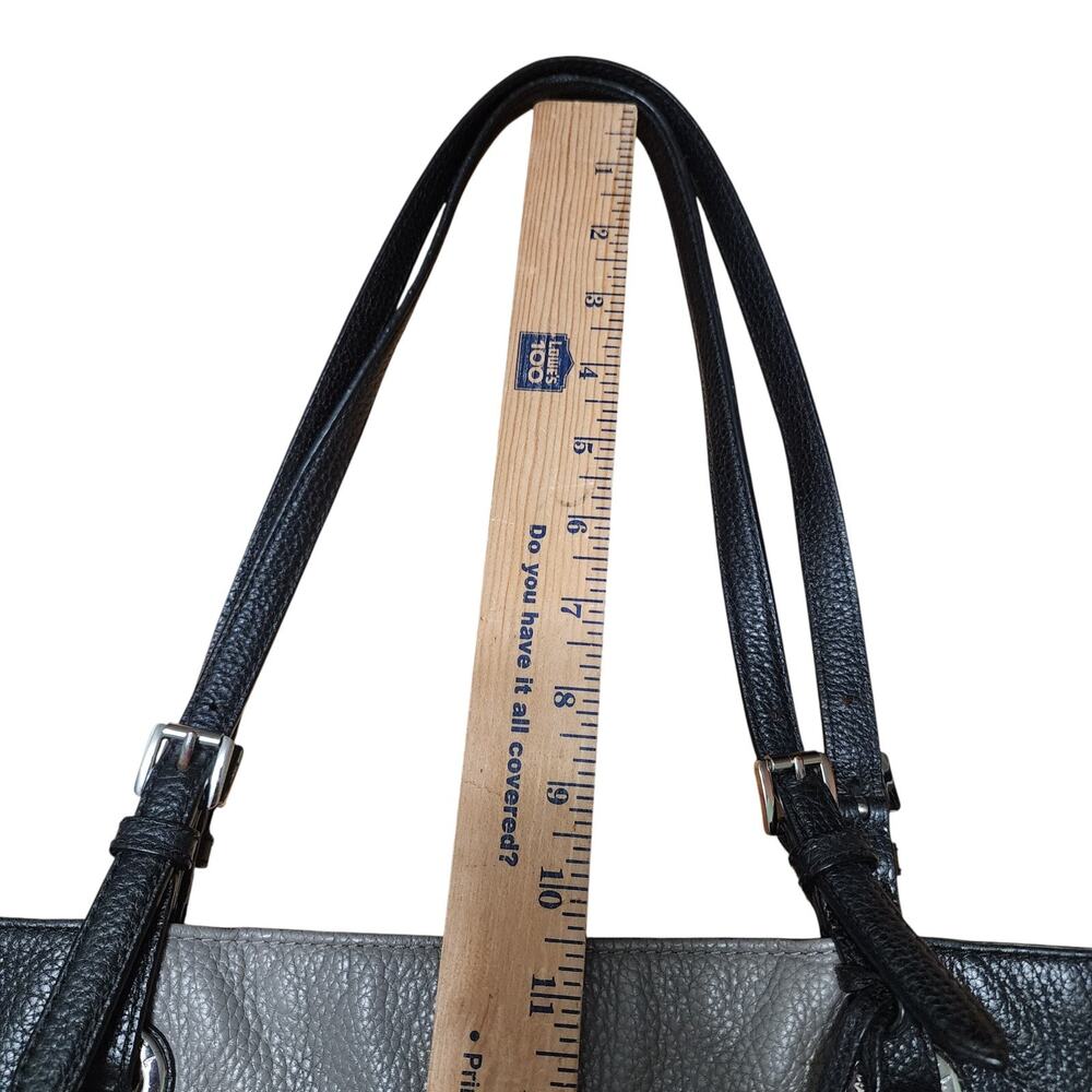 Michael Kors Jet Set Large Leather Tote Black Gray Pebbled Silver Accent 14x11x5 - Picture 15 of 16